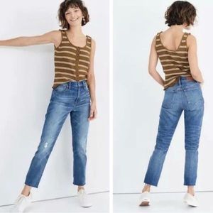 Madewell EUC High Rise Slim Crop Boyjean SZ 23 Jeans Raw Hem Edition